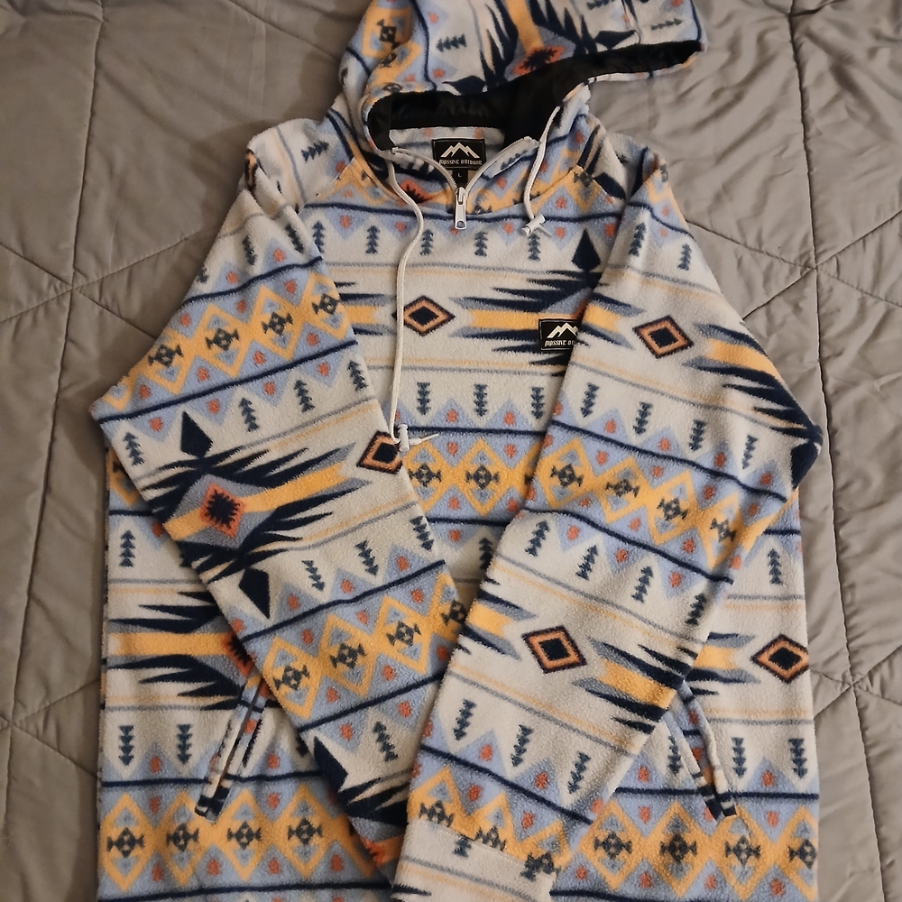 Men's Patterned Zip-Up Sweater with Hood